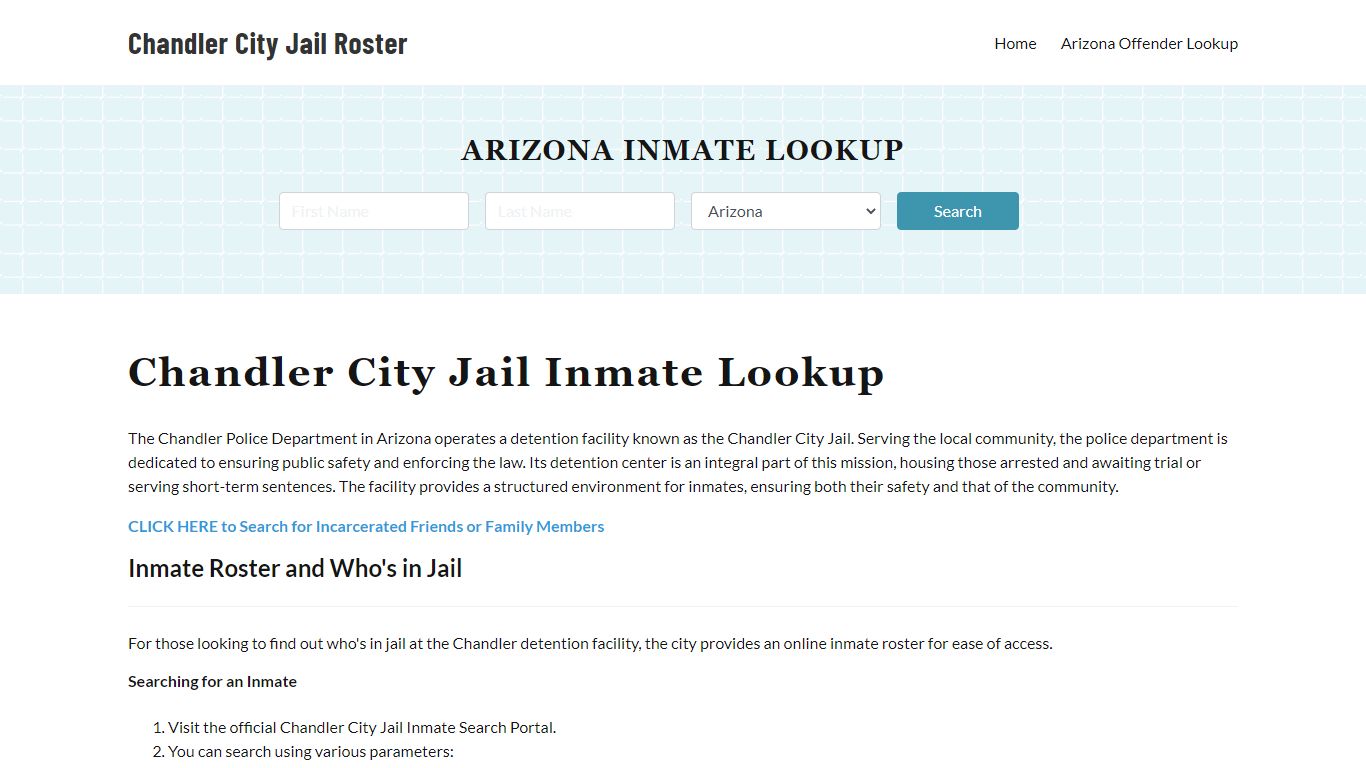 Chandler Police Department & City Jail, AZ Inmate Roster, Arrests, Mugshots