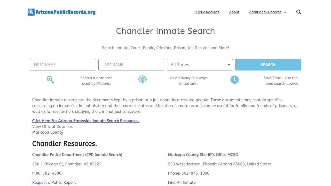 Chandler Inmate Search - Current & Past CPD AZ Jail Records